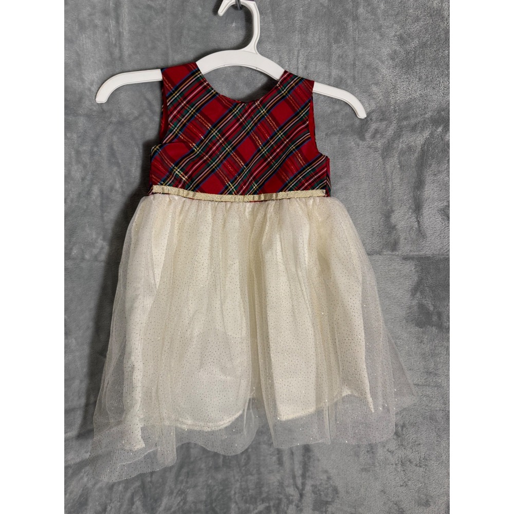Blueberi Boulevard Girls 3T Red Plaid Metallic Tulle Holiday Party Dress BBHGH82